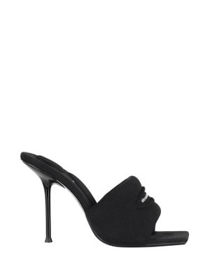 Alexander Wang Julie Slash Knit Mule Square-Toe Polyester Mules - Black