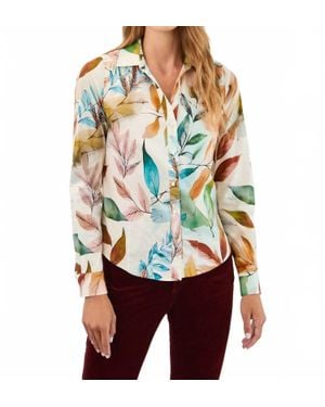 Fdj Split-Neck Long Sleeve Shirt - Red