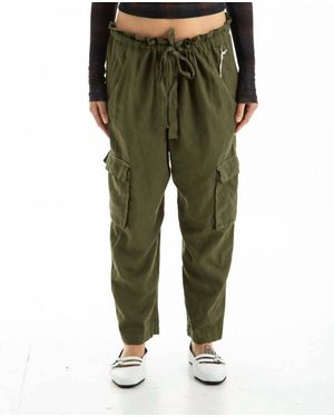 Stateside Linen Paperbag Cargo Pants - Green