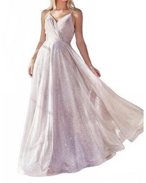 Cinderella Divine Pleated Bodice A-Line Glitter Gown - Pink