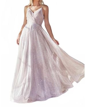 Cinderella Divine Pleated Bodice A-Line Glitter Gown - Pink