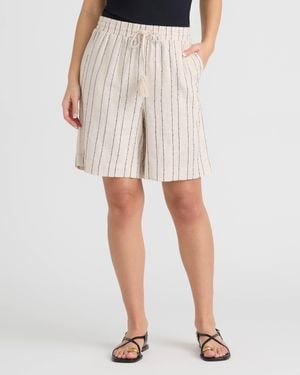 NVLT Pull-On Bermuda Short W Sequin Stripe - Natural
