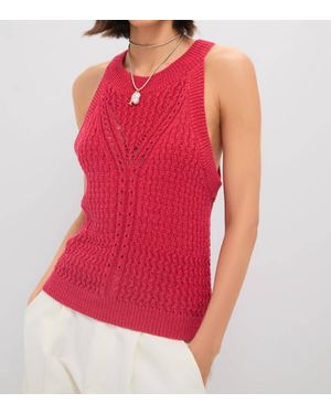 Greylin Jhayna Knit Crochet Halter Top - Red