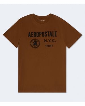 Aéropostale Nyc 1987 Appliqué Graphic Tee - Brown