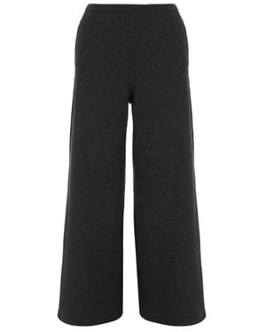 Bruno Manetti Wide-Leg Knit Wool-Cashmere Blend Pants - Black