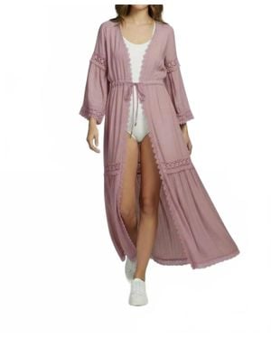 Elan Tie-Front Coverup Kimono - Pink