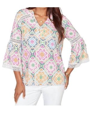 Ruby Rd. Floral Medallions Top - Multicolor