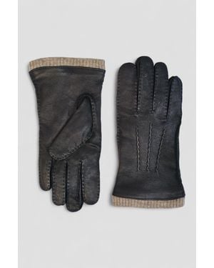 Infinity Leather Italian Leather Warm Wool Lining Winter Riding Driving Casual Gloves - Black