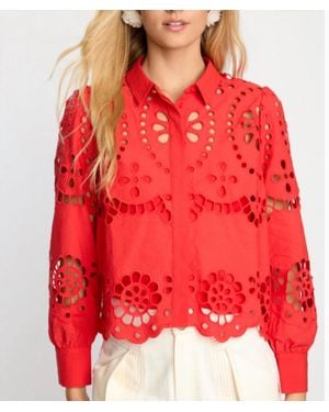 Caballero Emmie Eyelet Lace Top - Red