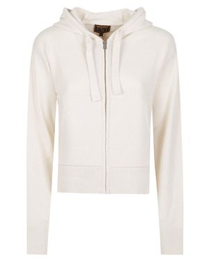Woolrich Comfort Full Zip Cropped Hooded Wool-Blend Zip-Through Knit - White