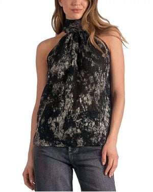 Elan Plisse Sleeveless Top - Black