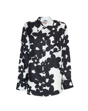 Marni Floral Pattern Silk Shirt - Black