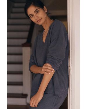 Eberjey Bouclé V-Neck Sweater - Blue