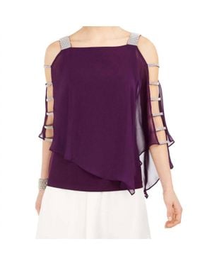 Msk Embellished Cold Shoulder Top - Purple