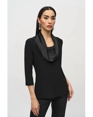 Joseph Ribkoff Mix Media Cowl Top - Black