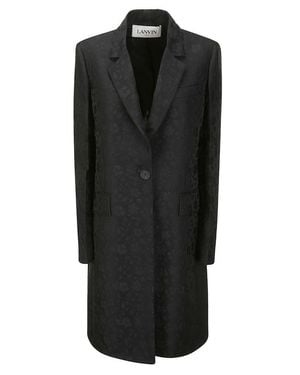 Lanvin Long Floral Print Coat - Black
