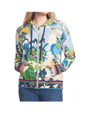 Johnny Was Jenn Modern Zip Up Hoodie - Blue