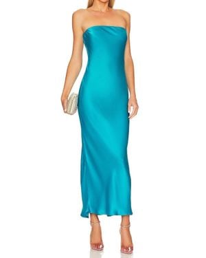 SNDY'S Angel Strapless Midi Dress - Blue