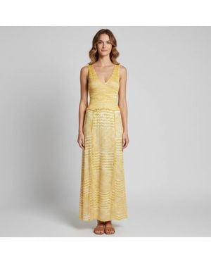 Missoni Jacquard Knit High Slit Maxi Dress - Metallic