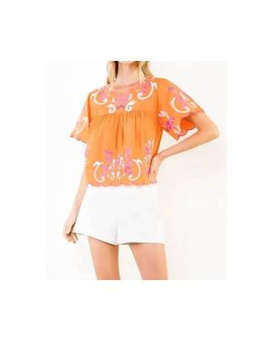 Thml Short Sleeves Embroidery Top - Orange