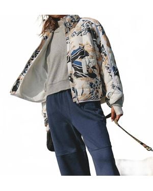 Free People Pippa Polar Bear Graphic Puffer Jacket - Blue