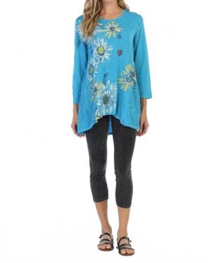 Jess & Jane Flor Medley Wave Knit Mineral Washed Tunic - Blue