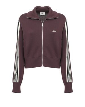 Autry Bordeaux Logo High Neck Viscose Sweatshirt - Purple