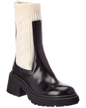 Jimmy Choo Tamia Leather & Cable Knit Boot - Black