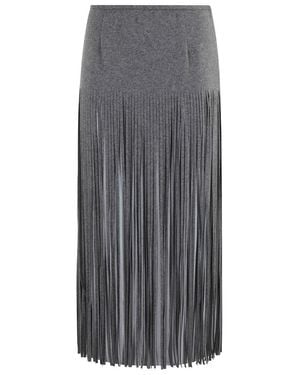 Tela Fringe-Detail Wool Skirt - Gray