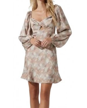 Astr Satin Twist Mini Dress - Natural