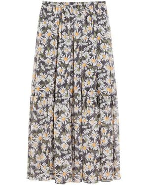 Max Mara Tiered Maxi Skirt With Daisy Print - Gray