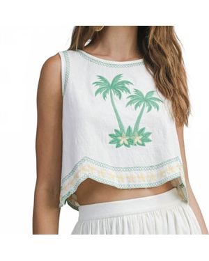 Le Cliche Palm Tree Embroidered Crop Top - Green