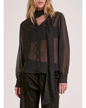 Elan Spot On Long Sleeve Blouse - Brown