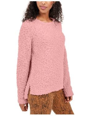 Hippie Rose Juniors' Textured High-Low Sweater - Pink