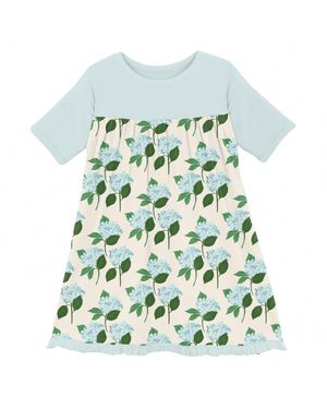 KICKEE Baby Girl's Classic Short Sleeve Swing Dress - Green