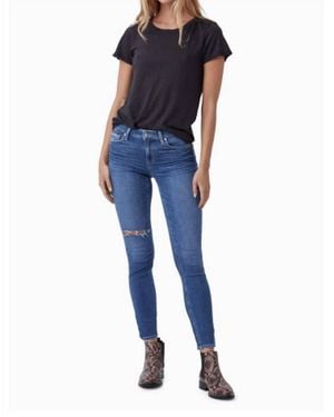 PAIGE Verdugo Ripped Ankle Skinny Jeans - Blue