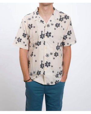 Ezekiel Playa Camp Short Sleeve Woven Button Down Shirt - Natural