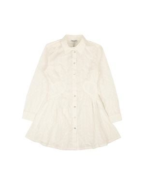 Opening Ceremony Cotton Eyelet Long Sleeve Dress - Natural