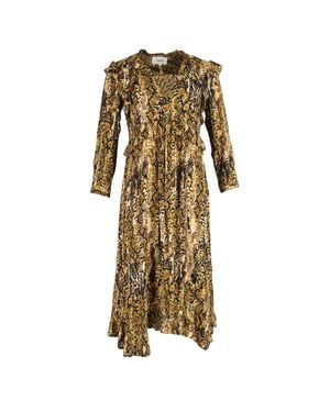 Ba&sh Snake Print Ruffled Midi Dress - Natural