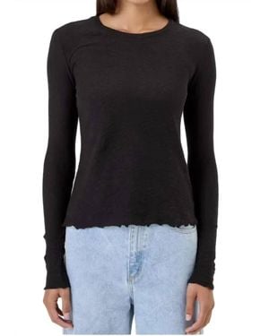 Goldie Tees Cotton Jacquard Long Sleeve Tee - Black