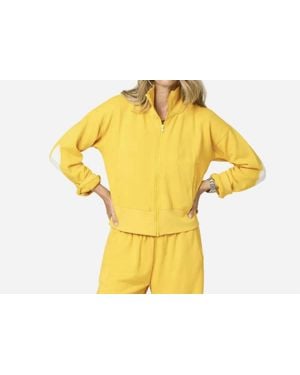 Kerri Rosenthal Zip Up Mock Neck Sweatshirt - Yellow