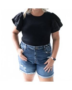 Eesome Ruffled Sweater Bodysuit - Blue
