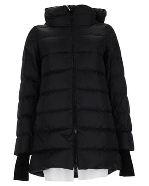 Herno Quilted Puffer Jacket With High Collar And Ribbed Cuffs - Black