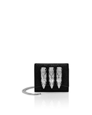 Philipp Plein Small Embellished Clutch Eagle - Black