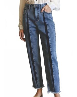 Listicle High Waist Barrel Leg Denim Jeans - Blue