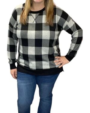 Honeyme Plaid Weekender Top - Black