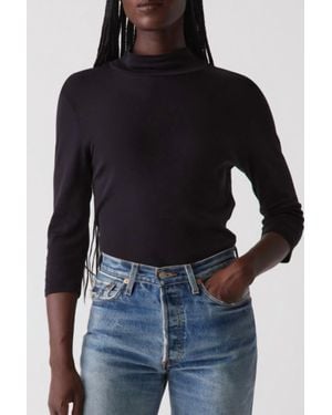 Michael Stars Nico 3/4 Sleeve Mock Neck - Black