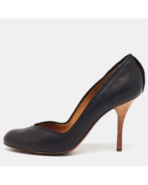 Lanvin Leather Round Toe Pumps - Blue