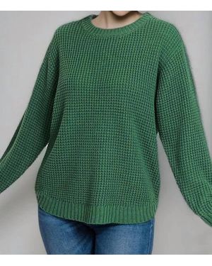 42Pops High Low Basic Waffle Sweater - Green