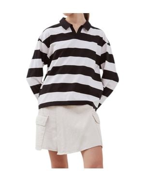 Nude Polo Neck Long Sleeve Striped Knit Top - Multicolor
